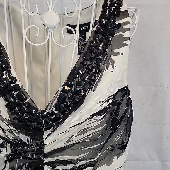 Cachwy Black and White Sleeveless Evening Gown Maxi Length Womens Size 12 - Picture 5 of 14